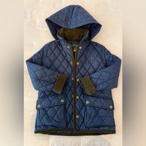 Polo by Ralph Lauren Navy Quilted Hooded Jacket with Red Pony